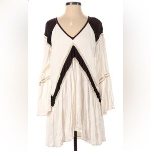 AmuseSociety Boho dress. Black & white w/ gold accents. Cutout details. Beading.